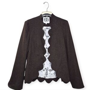 EDWARD AN Vintage Wool Jacket With Scalloped Edges Brown Size 10
